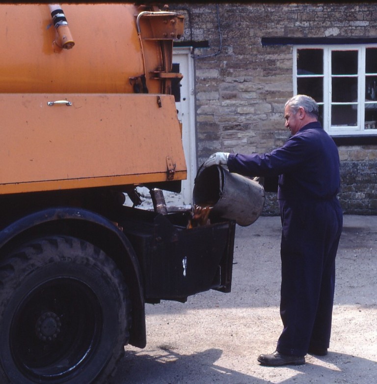 Close-up of nightsoil emptying