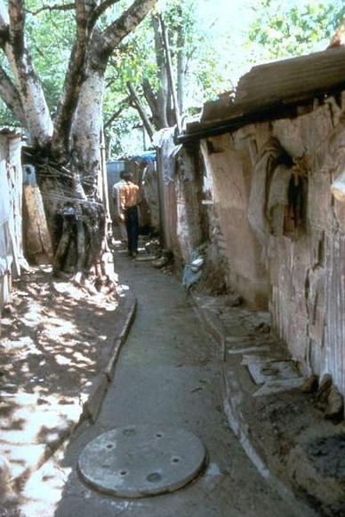 Slum networking: sewered lane